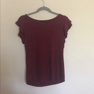 maroon ruffles sleeved blouse